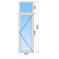 Porte fenêtre en aluminium 1 vantail sur imposte fixe