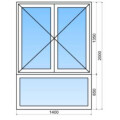 Fenêtre en aluminium 2 vantaux sur allège fixe